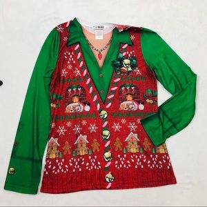 Faux Real Ugly Christmas Sweater Top